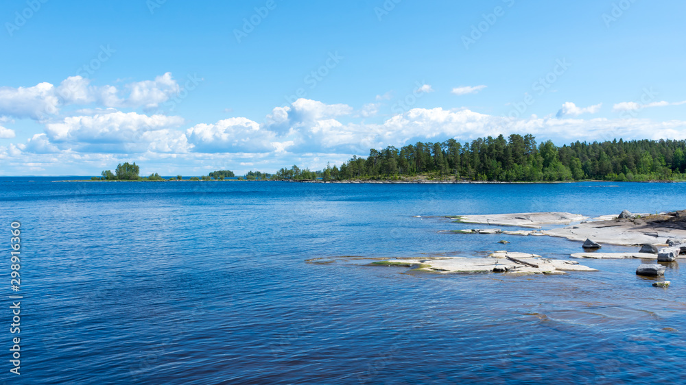 Coast of the island of Valaam on Ladoga lake