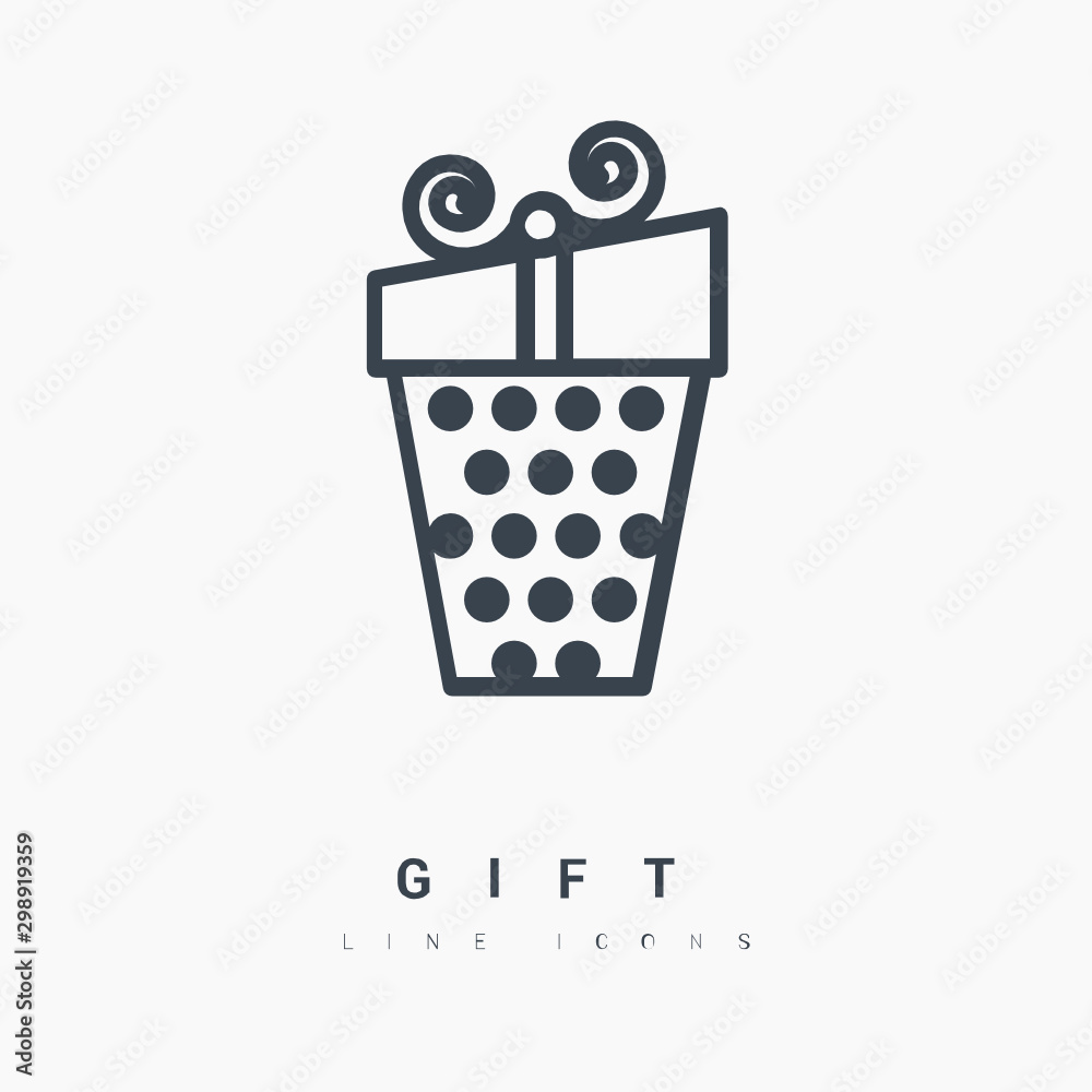 Gift box graph line vector icon Gift box graph line vector icon