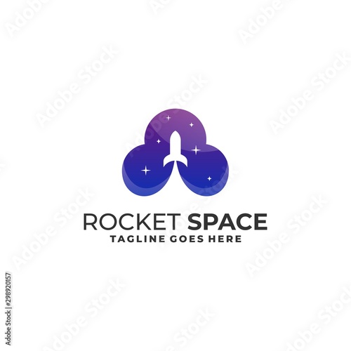 Cloud with Rocket Space Illustration Vector Design Template.