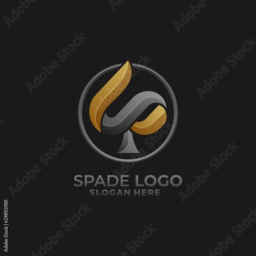 Letter S Luxury Spade with Circle, Colorful Style Design Vector Illustrations.