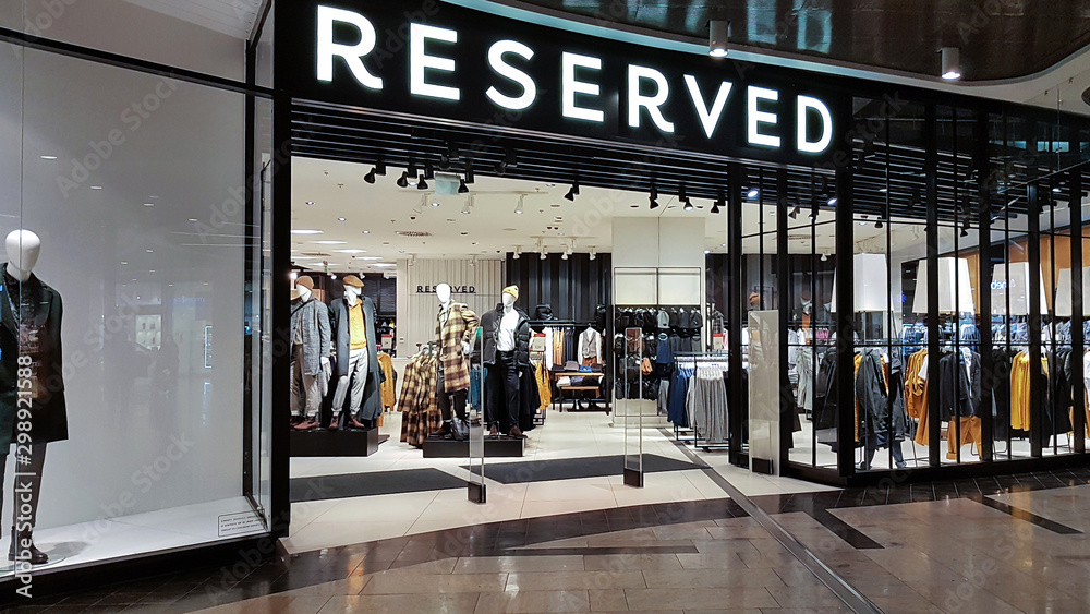 Nowy Sacz, Poland - October 28, 2019: Exterior view of the Reserved Store.  Reserved is a famous Polish international clothing store chain. Stock Photo  | Adobe Stock