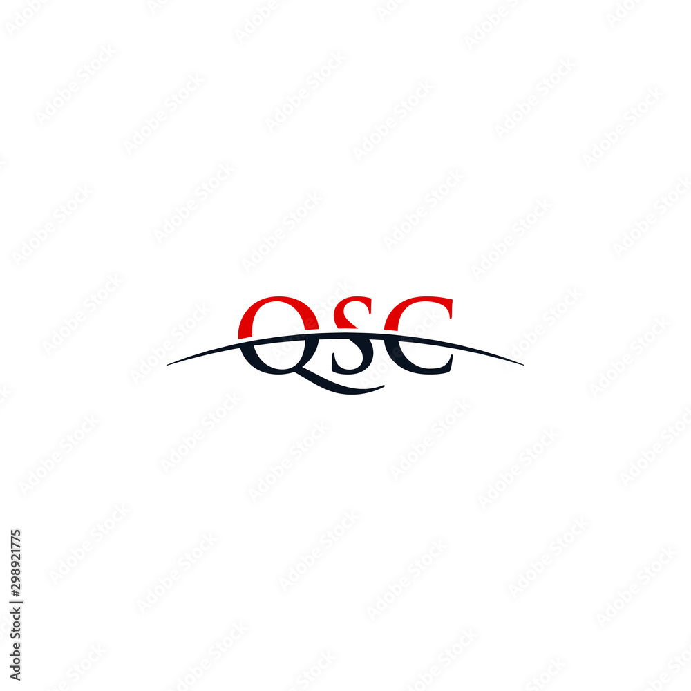 Initial letter QSC, overlapping movement swoosh horizon logo company design inspiration in red and dark blue color vector Initial letter QSC, overlapping movement swoosh horizon logo company design inspiration in red and dark blue color vector