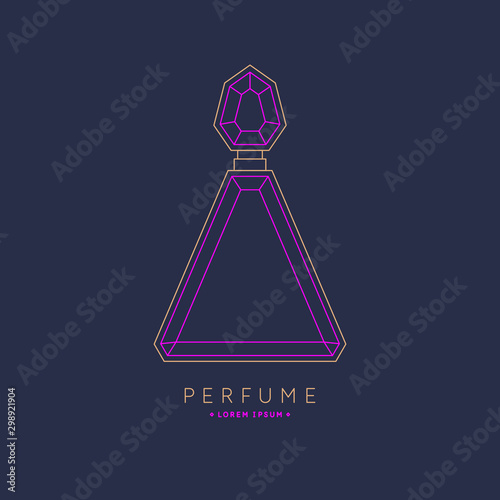Bottle of perfume. Linear image perfume to monogram.