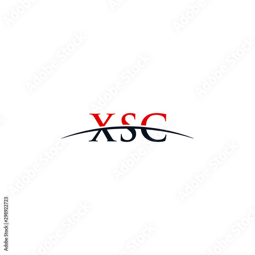 Initial letter XSC, overlapping movement swoosh horizon logo company design inspiration in red and dark blue color vector photo