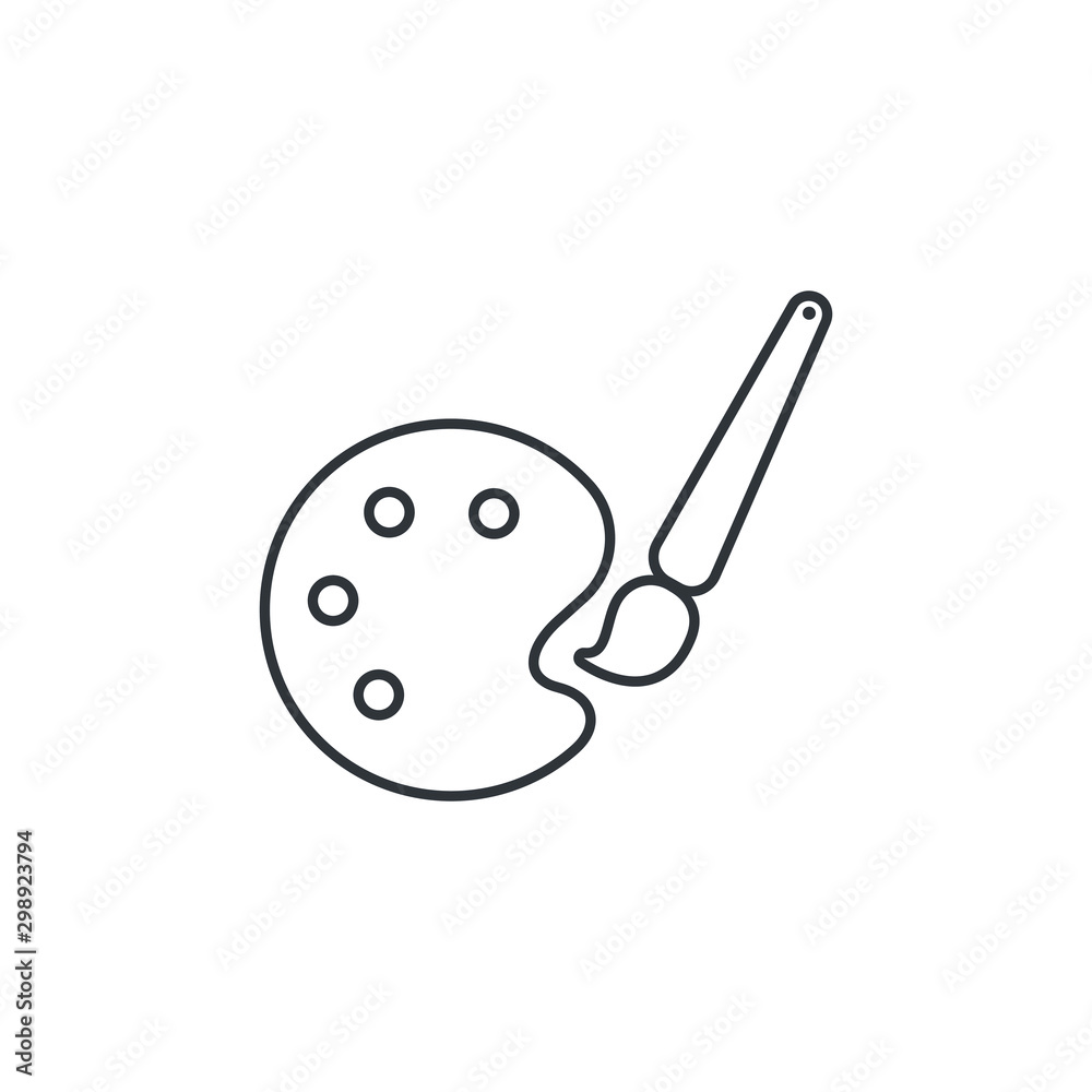 Painter palette and paint brush icon isolated on white background. Vector illustration