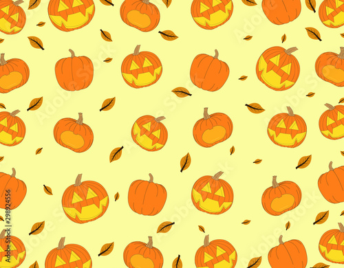 pumpkin halloween pattern on background. Vector illustration.