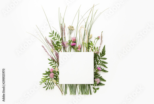 Natural herbs background  summer spa concept or minimalist greeting card