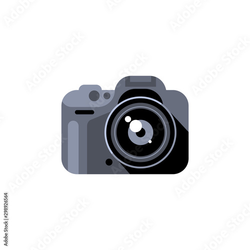 Reflex camera simple vector illustration in flat style isolated on white. Photography icon