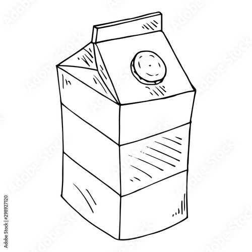 Vector illustration of a package of juice or milk. Packing for liquid products. Hand drawn.