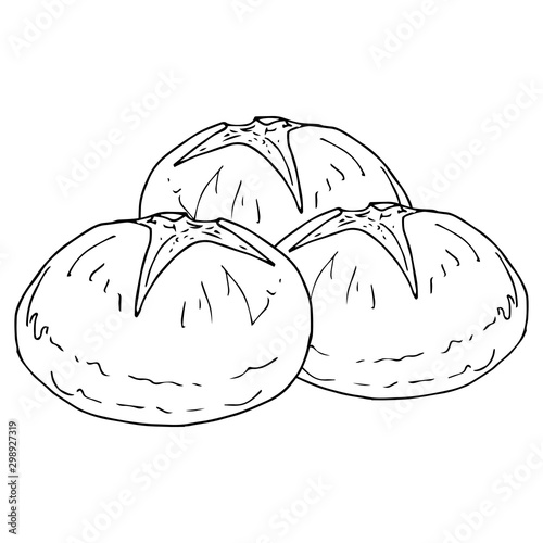 Vector of bread. Logo bakery products. Icon of fresh pastries. Banner hot bread. Bun icon.