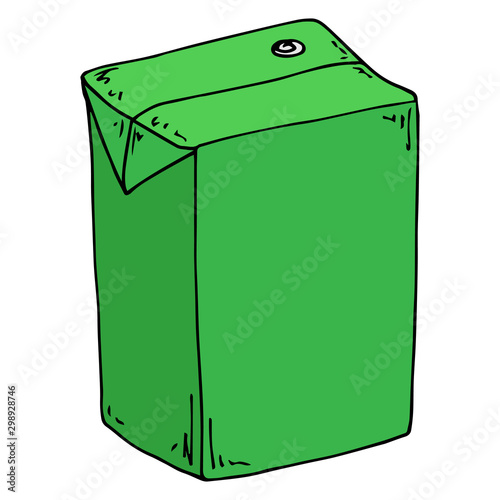 Vector illustration of a package of juice or milk. Packing for liquid products. Hand drawn.