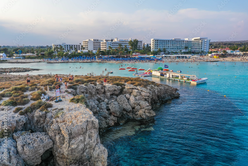Fototapeta premium Aerial view of Nissi beach, Agia Napa, Cyprus