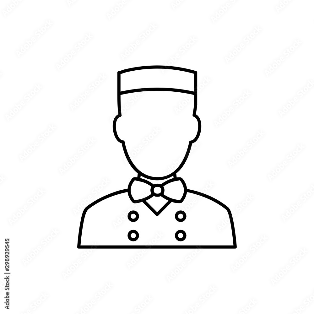 Hotel bellman line icon. Concierge symbol. Vector black icon isolated on white background. Hotel bellman line icon. Concierge symbol. Vector black icon isolated on white background.
