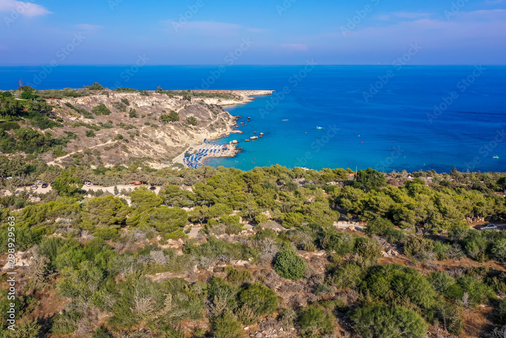 Konnos beach lagoon aerial view, Cyprus, Protaras