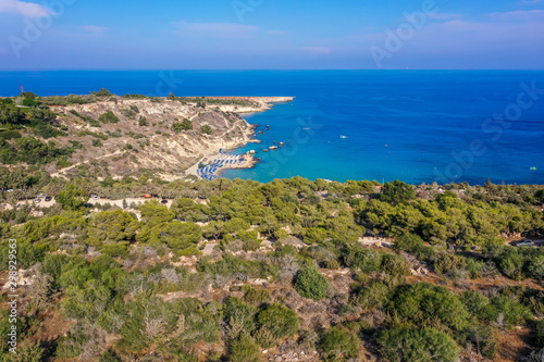 Konnos beach lagoon aerial view, Cyprus, Protaras