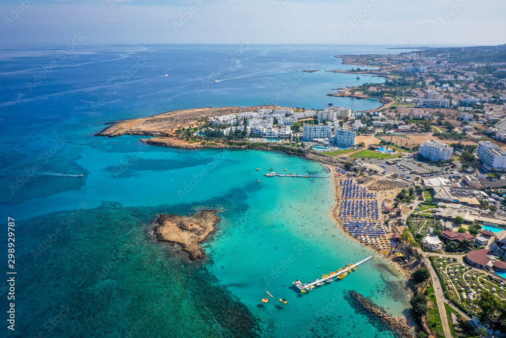 Aerial view of Nissi beach, Agia Napa, Cyprus