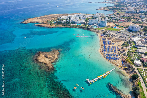 Fototapeta Naklejka Na Ścianę i Meble -  Aerial view of Nissi beach, Agia Napa, Cyprus