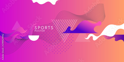 Sports poster. Abstract background with dynamic shapes. Vector template
