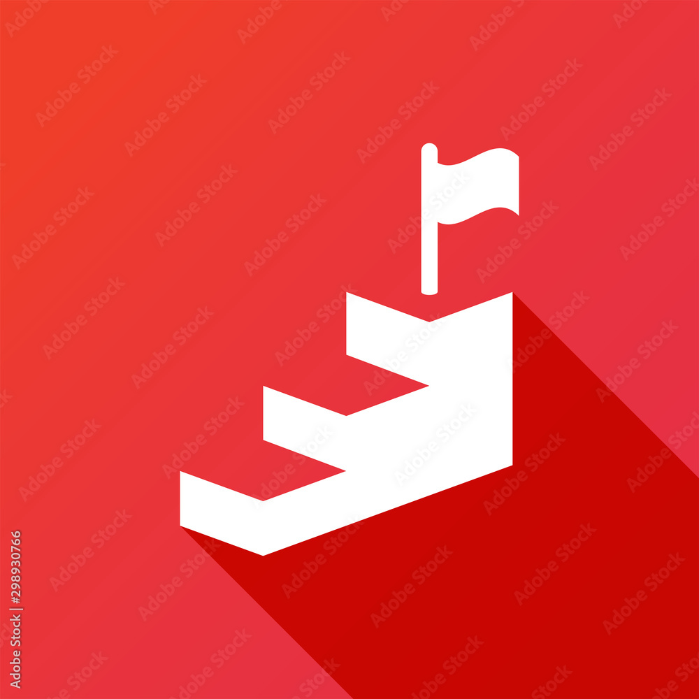 A flag of success on the top of stairs. Business concept of success. Vector illustration. A flag of success on the top of stairs. Business concept of success. Vector illustration.