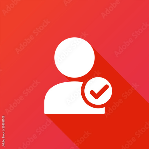 Hired, technology icon. Selecting(hiring) right employee, worker, candidate. The graphical illustration shows the employable and suitable for job person with a check(tick) mark