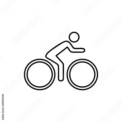 Cyclist logo template. Bicycle line art vector design. Bike cyclist logotype. Vector black icon on white background.