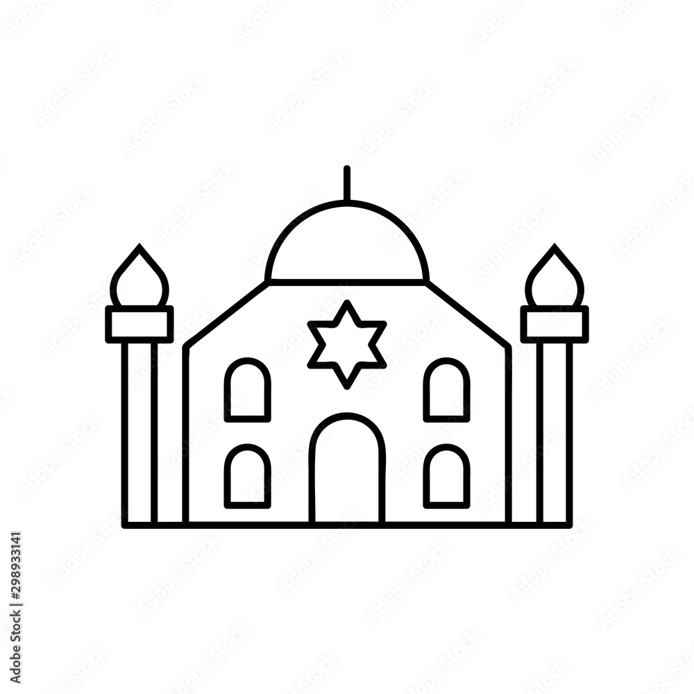 Synagogue line icon, outline vector sign, linear style pictogram isolated on white. Symbol, logo illustration. Pixel perfect