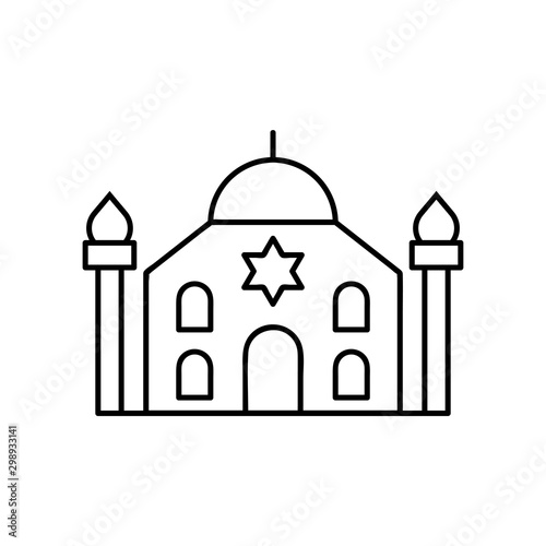 Synagogue line icon, outline vector sign, linear style pictogram isolated on white. Symbol, logo illustration. Pixel perfect