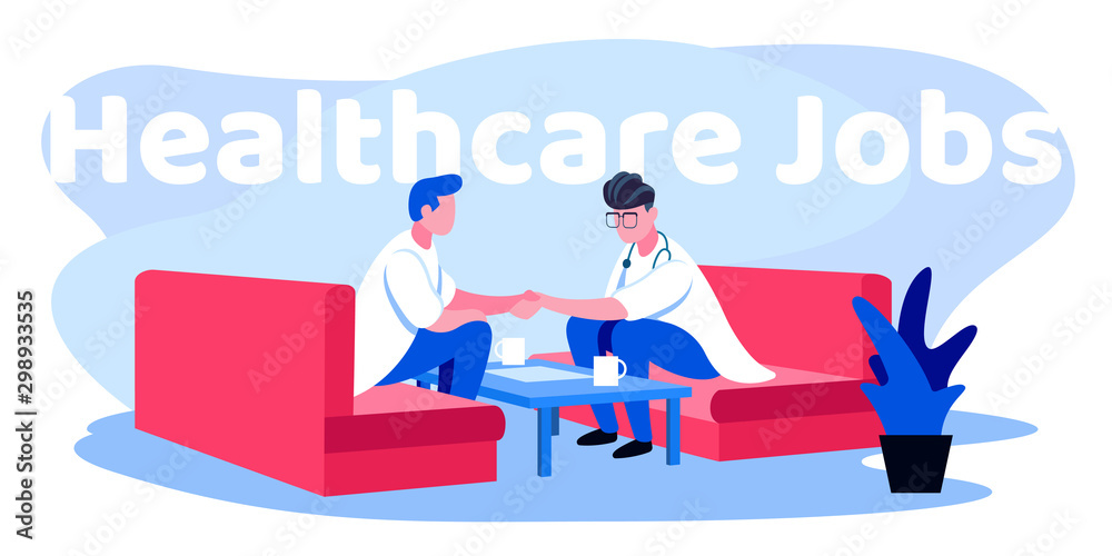Colorful flat illustration of a healthcare job