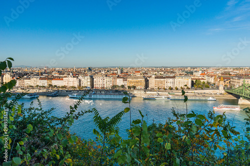 Photography Budapest, Hungary - October 01, 2019: Panoramic cityscape view of hungarian capital city of Budapest from the Gellert Hill