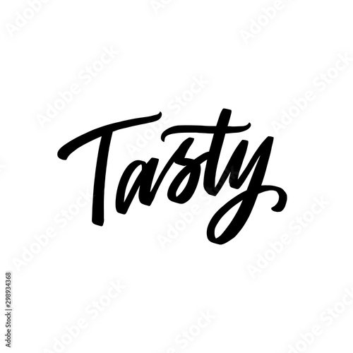 Hand drawn lettering tasty for overlay, banner, poster, packaging, logo, lable. Calligraphy tasty. photo