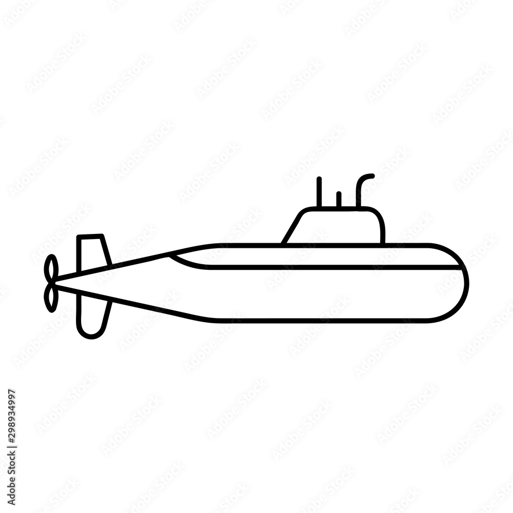 Linear submarine front view icon from Army and war outline collection. Thin line submarine front view vector isolated on white background. trendy illustration