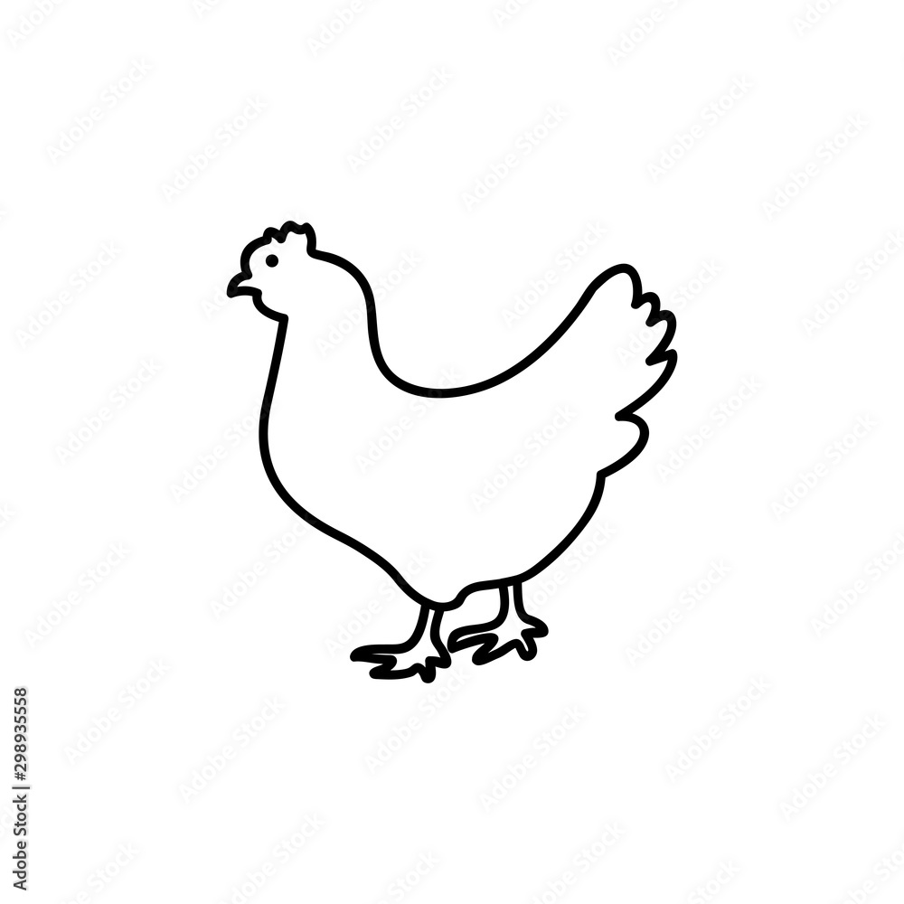 chicken icon. hen symbol. outline vector sign, linear pictogram isolated on white. logo illustration