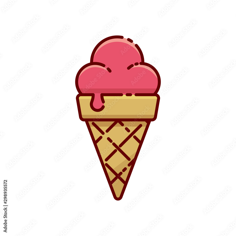 Cute ice cream vector illustration with simple filled line design isolated on white background. Ice cream clip art Cute ice cream vector illustration with simple filled line design isolated on white background. Ice cream clip art