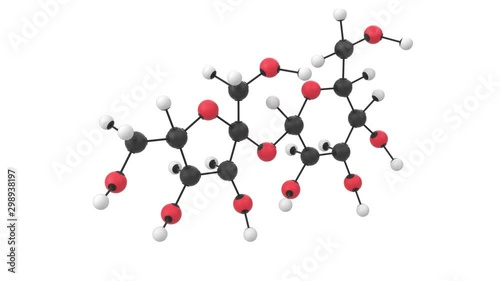 3D animation of a sucrose molecule with alpha layer
