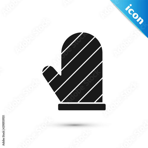 Black Oven glove icon isolated on white background. Kitchen potholder sign. Cooking glove. Vector Illustration