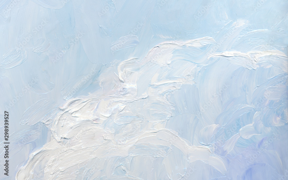 Obraz Obraz olejny. Błękitne niebo z chmurami