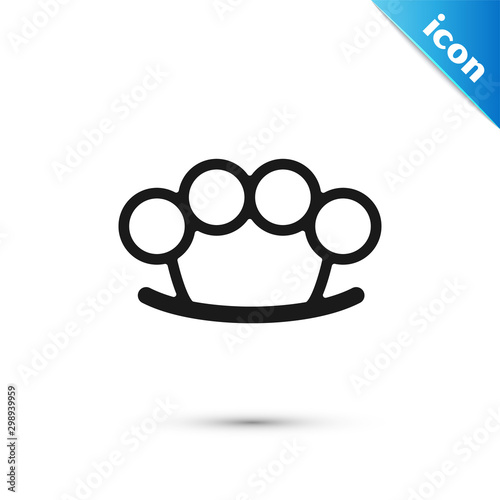 Black Brass knuckles icon isolated on white background. Vector Illustration