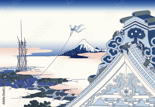 富嶽三十六景　東都浅草本願寺　葛飾北斎