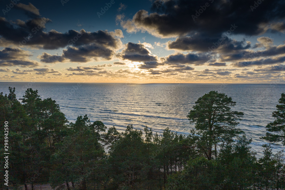 Baltic sea in evening at west coast of Latvia.