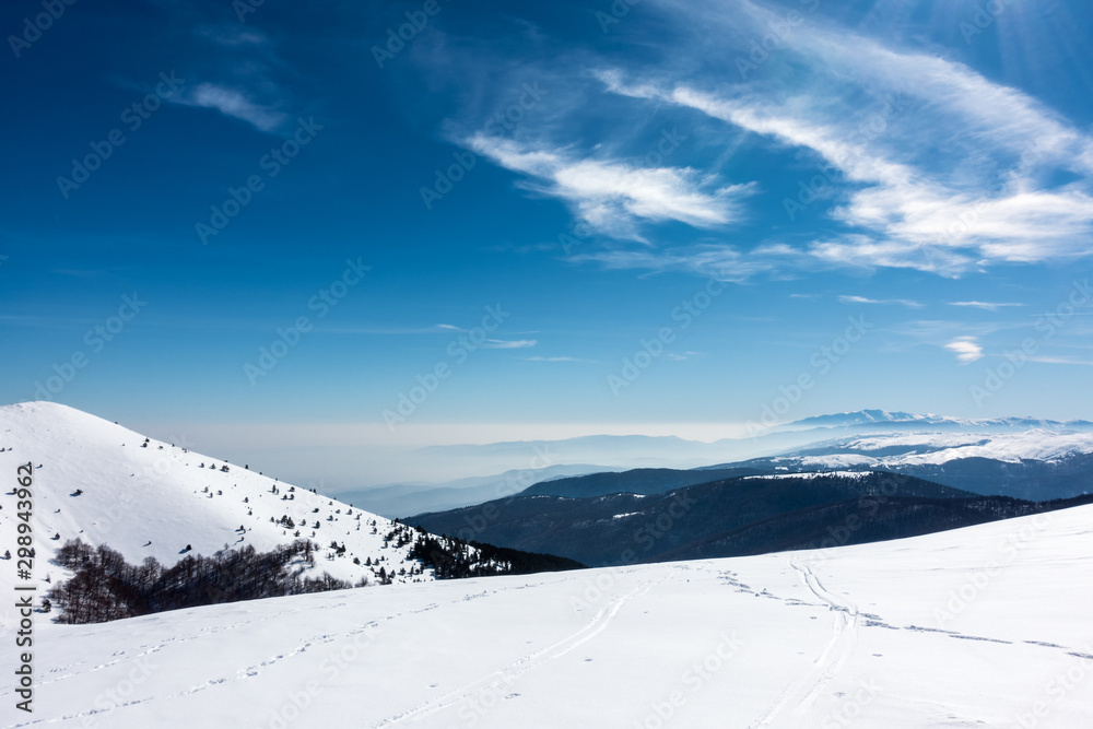 Snowy slopes in 3-5 Pigadia ski center, Naoussa, Greece