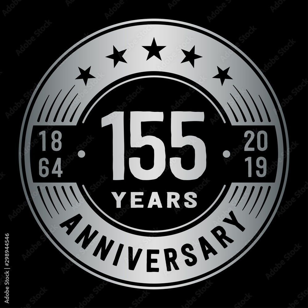 155 years anniversary logo template. One hundred and fifty-five years logo. Vector and illustration.