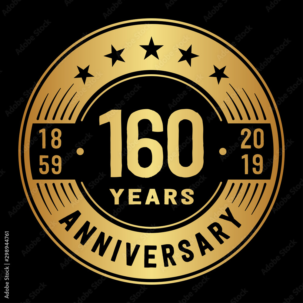 160 years anniversary logo template. One hundred and sixty years logo. Vector and illustration.
