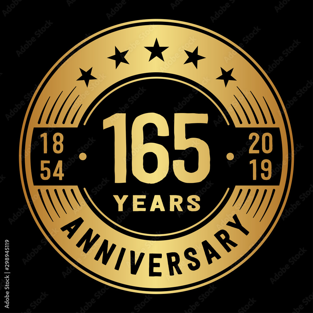 165 years anniversary logo template. One hundred and sixty-five years logo. Vector and illustration.