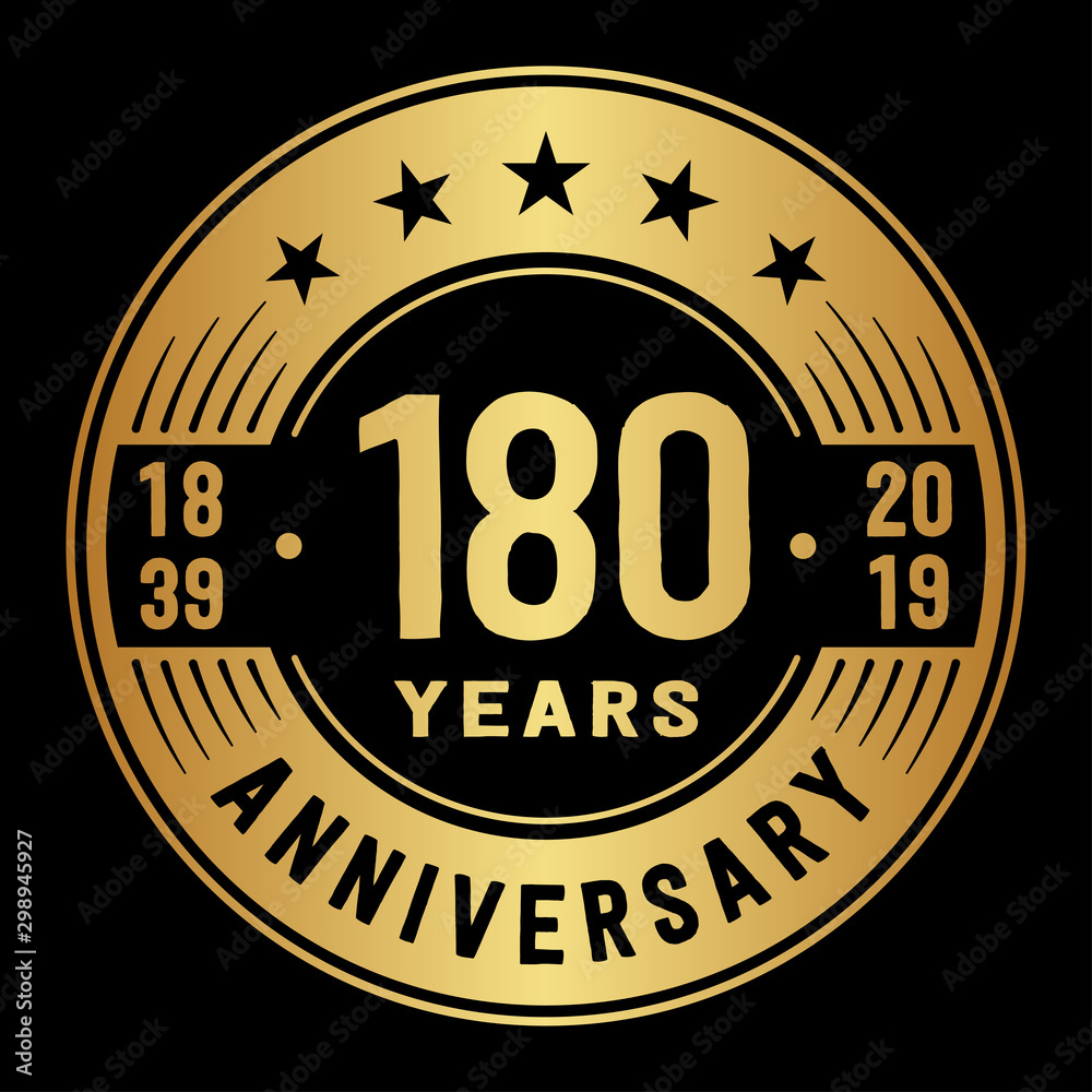 180 years anniversary logo template. One hundred and eighty years logo. Vector and illustration.