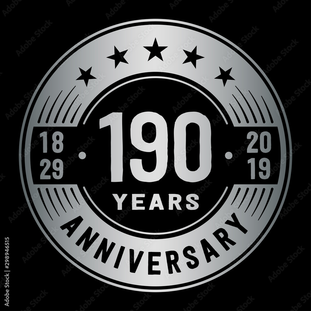 190 years anniversary logo template. One hundred and ninety years logo. Vector and illustration.