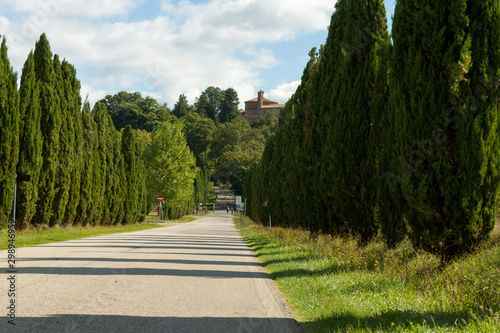 Road leading to Church and Chapel of Montesiepi, Tuscany, Italy © eyecon