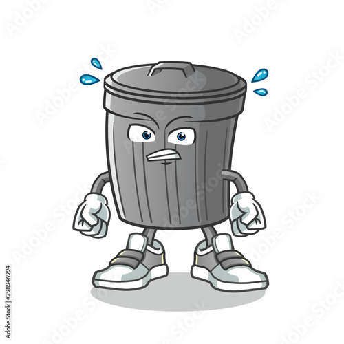 trash can angry mascot vector cartoon illustration