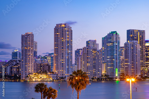 Night Miami Skyline at Biscayne Bay