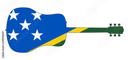 Guitar Silhouette With Solomon Islands National Flag