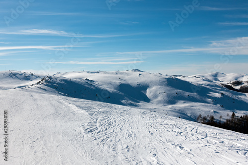 Snowy slopes in 3-5 Pigadia ski center, Naoussa, Greece © kokixx